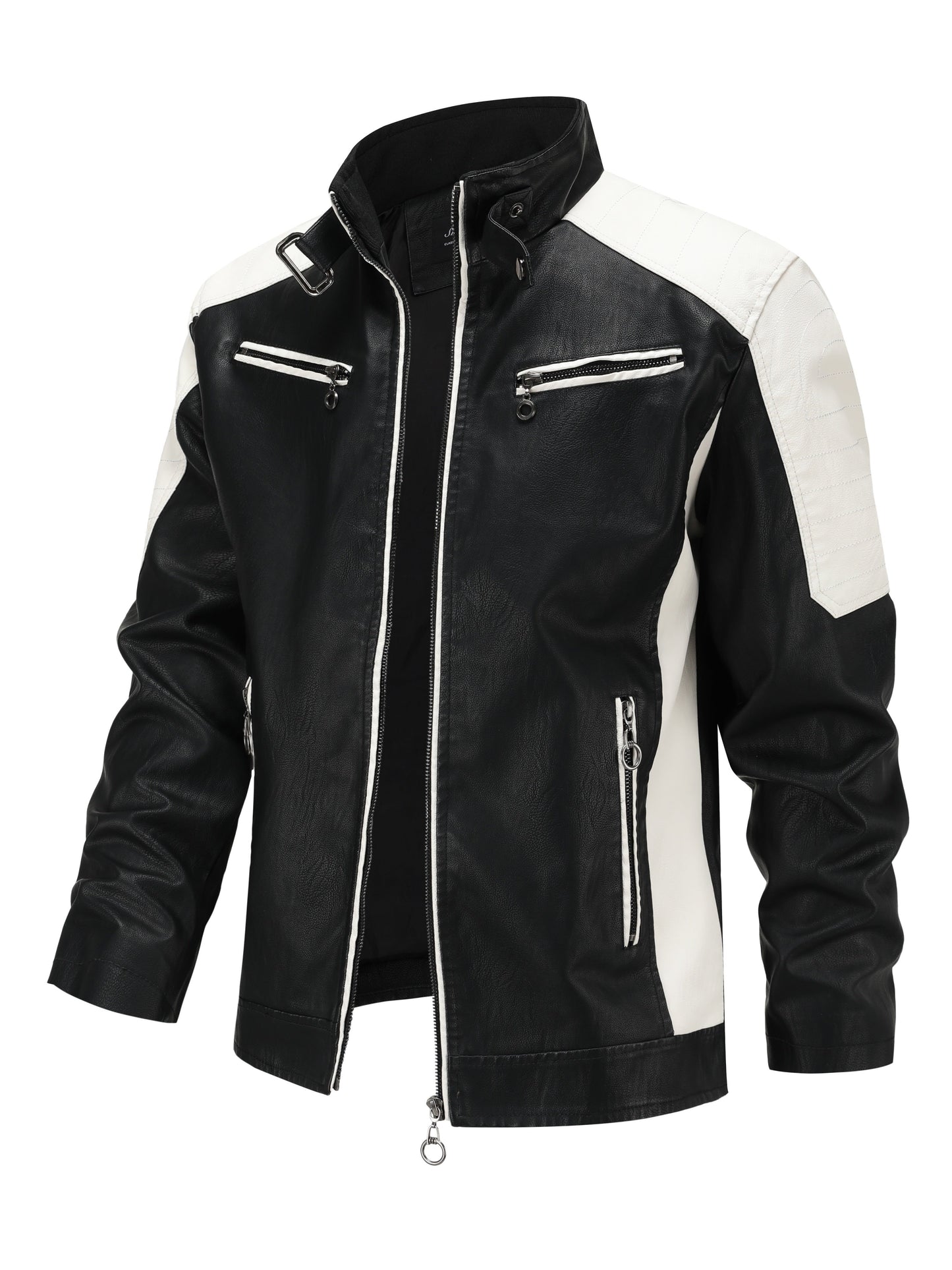 Herren Fashion Color Block Motorradjacke