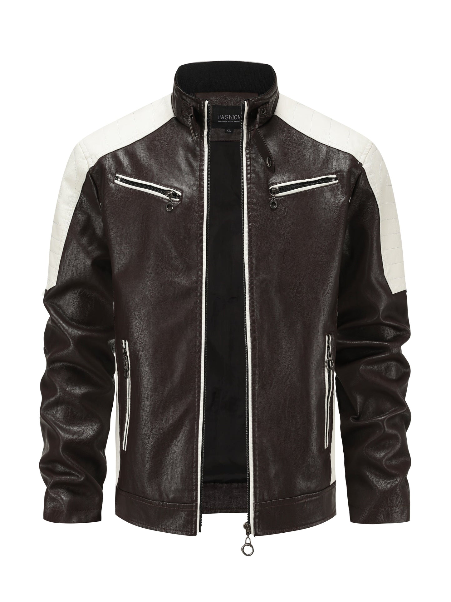 Herren Fashion Color Block Motorradjacke