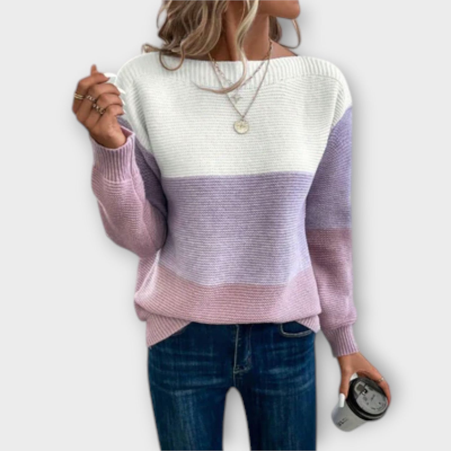 Clara - Eleganter Drei-Farben-Patchwork-Pullover