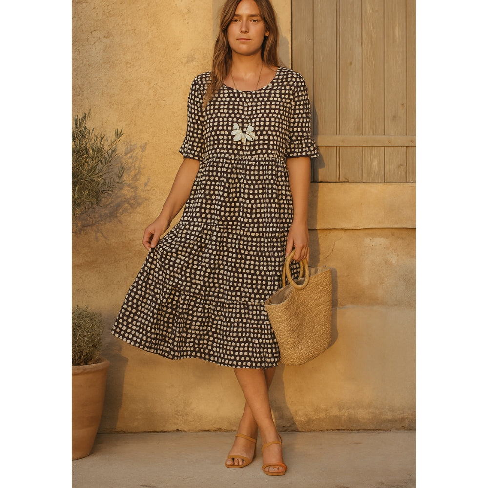 Maria™ - Rüschensleeve Midi-Kleid