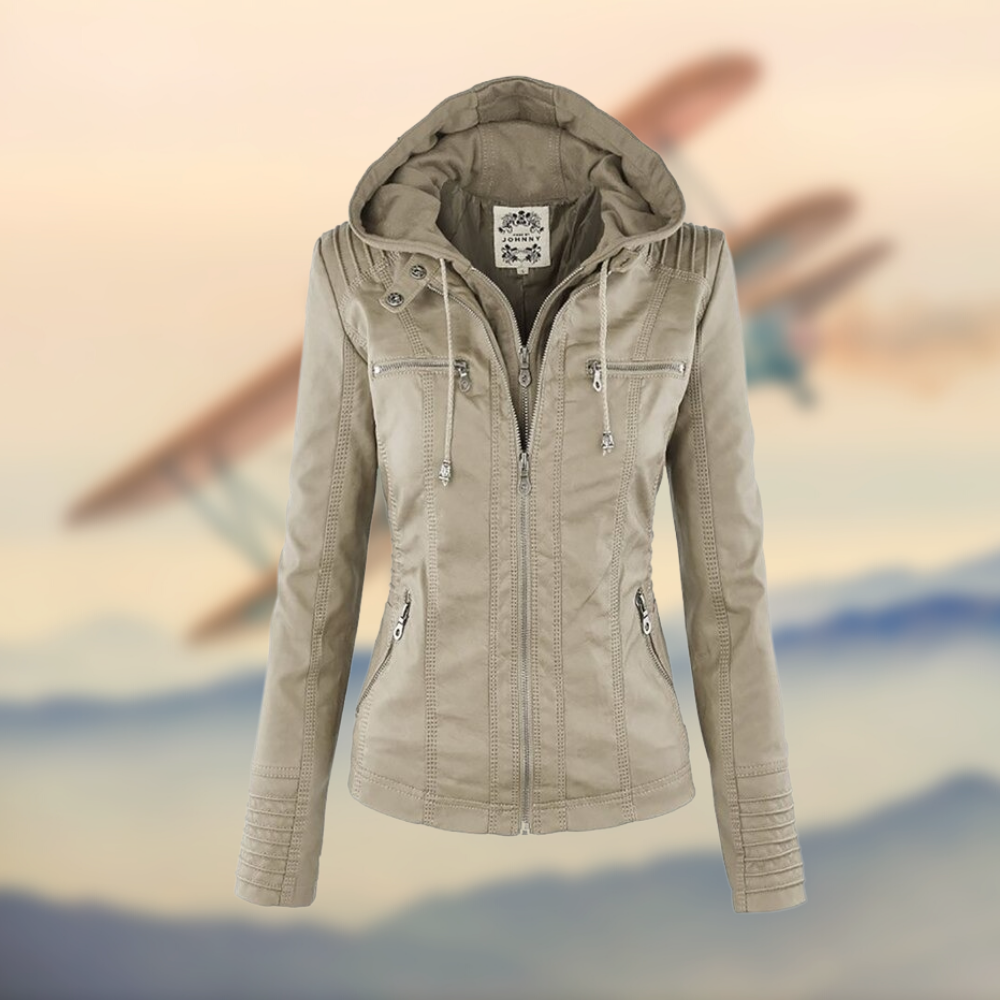 Sofia™ | Stilvolle Kunstlederjacke mit Reißverschluss