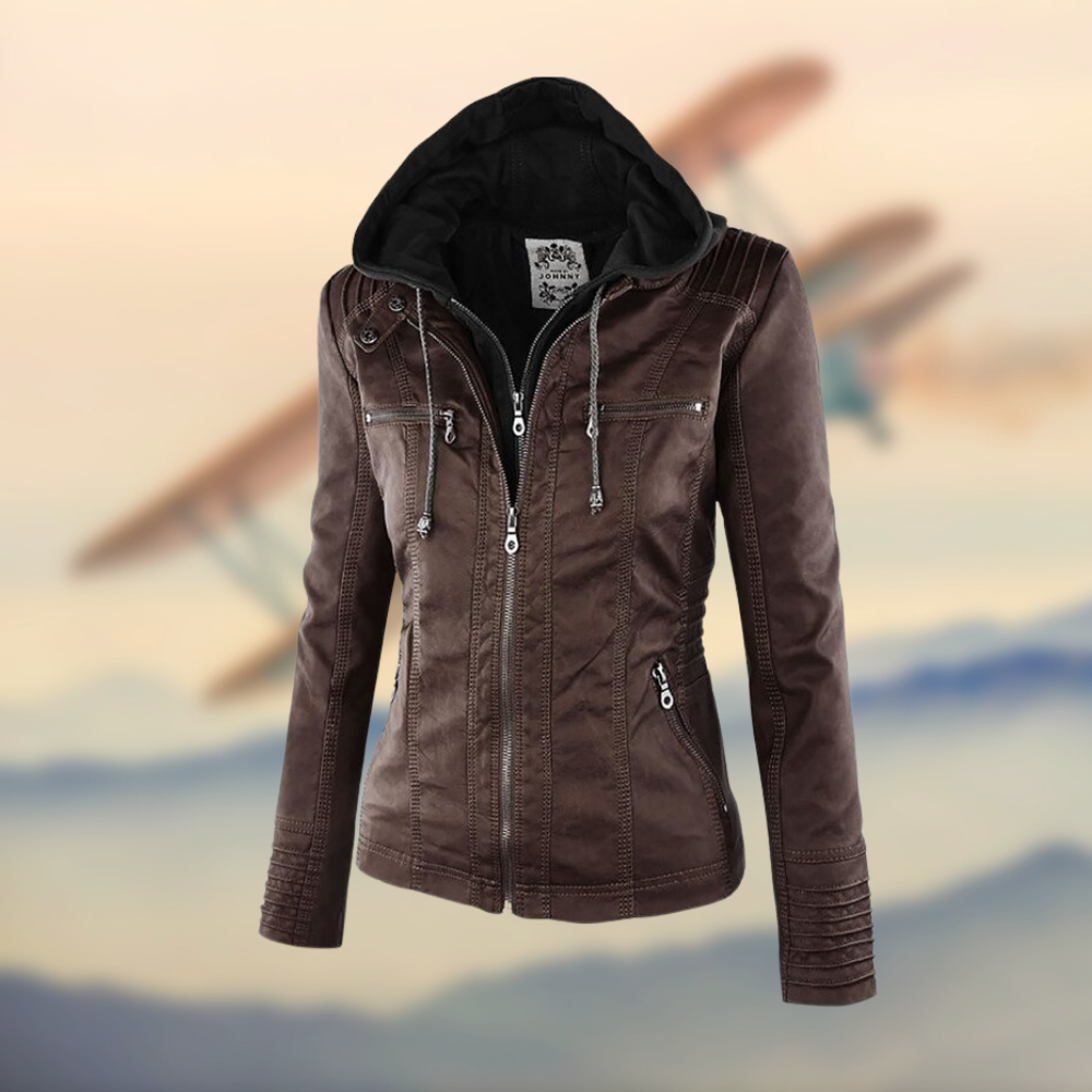 Sofia™ | Stilvolle Kunstlederjacke mit Reißverschluss