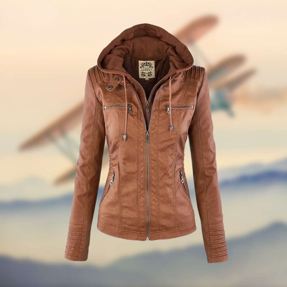 Sofia™ | Stilvolle Kunstlederjacke mit Reißverschluss