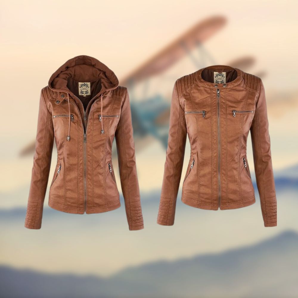 Sofia™ | Stilvolle Kunstlederjacke mit Reißverschluss