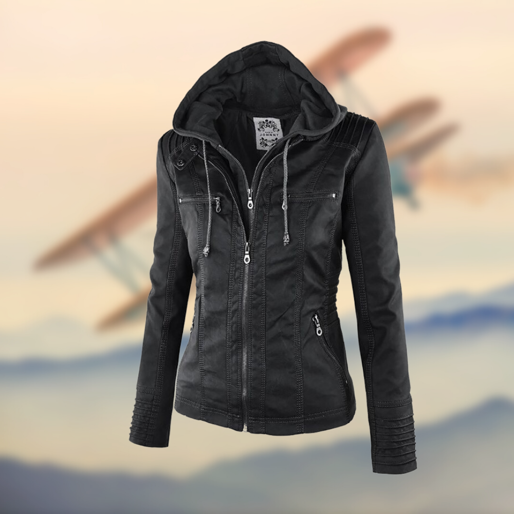 Sofia™ | Stilvolle Kunstlederjacke mit Reißverschluss