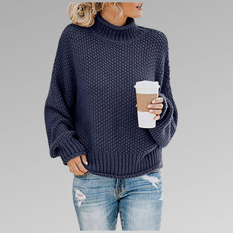 BRAELYN I GESTRICKTER PULLOVER MIT HOHEM KRAGEN
