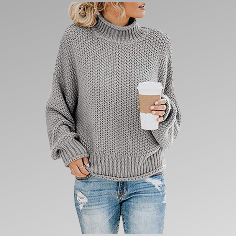 BRAELYN I GESTRICKTER PULLOVER MIT HOHEM KRAGEN