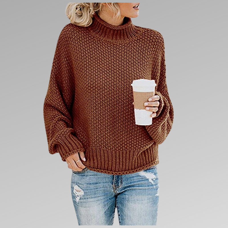BRAELYN I GESTRICKTER PULLOVER MIT HOHEM KRAGEN