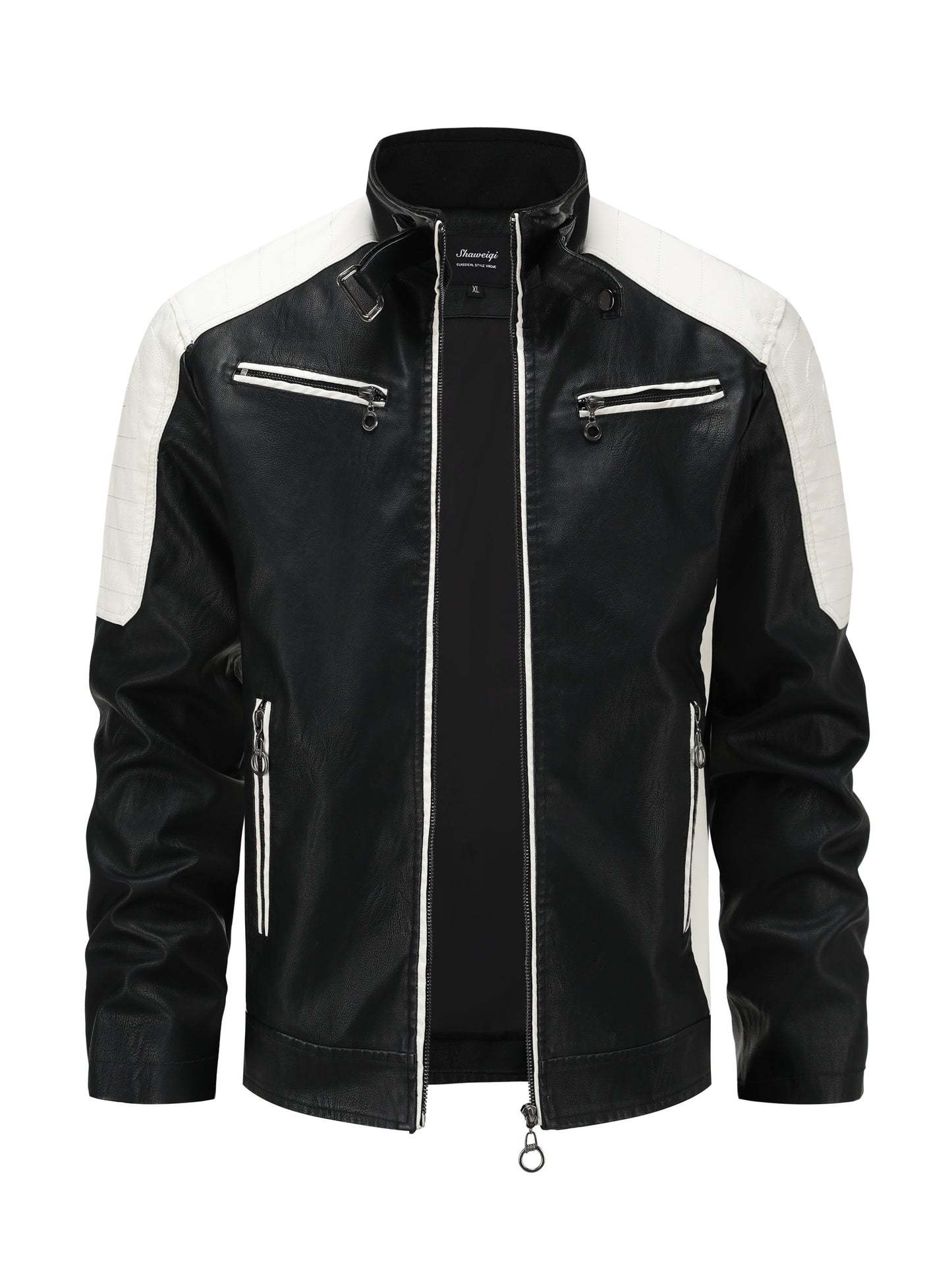 Herren Fashion Color Block Motorradjacke