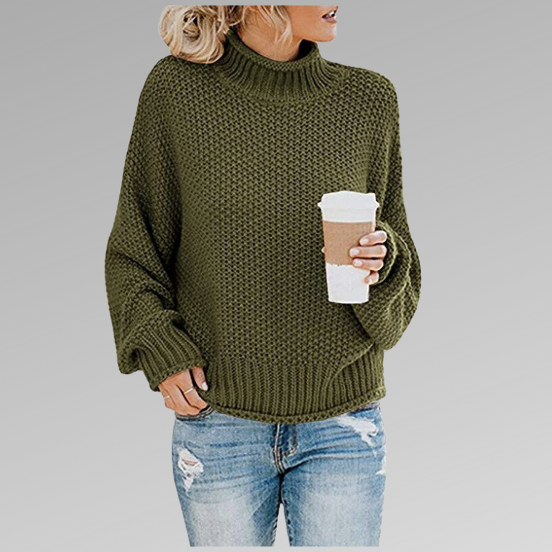 BRAELYN I GESTRICKTER PULLOVER MIT HOHEM KRAGEN