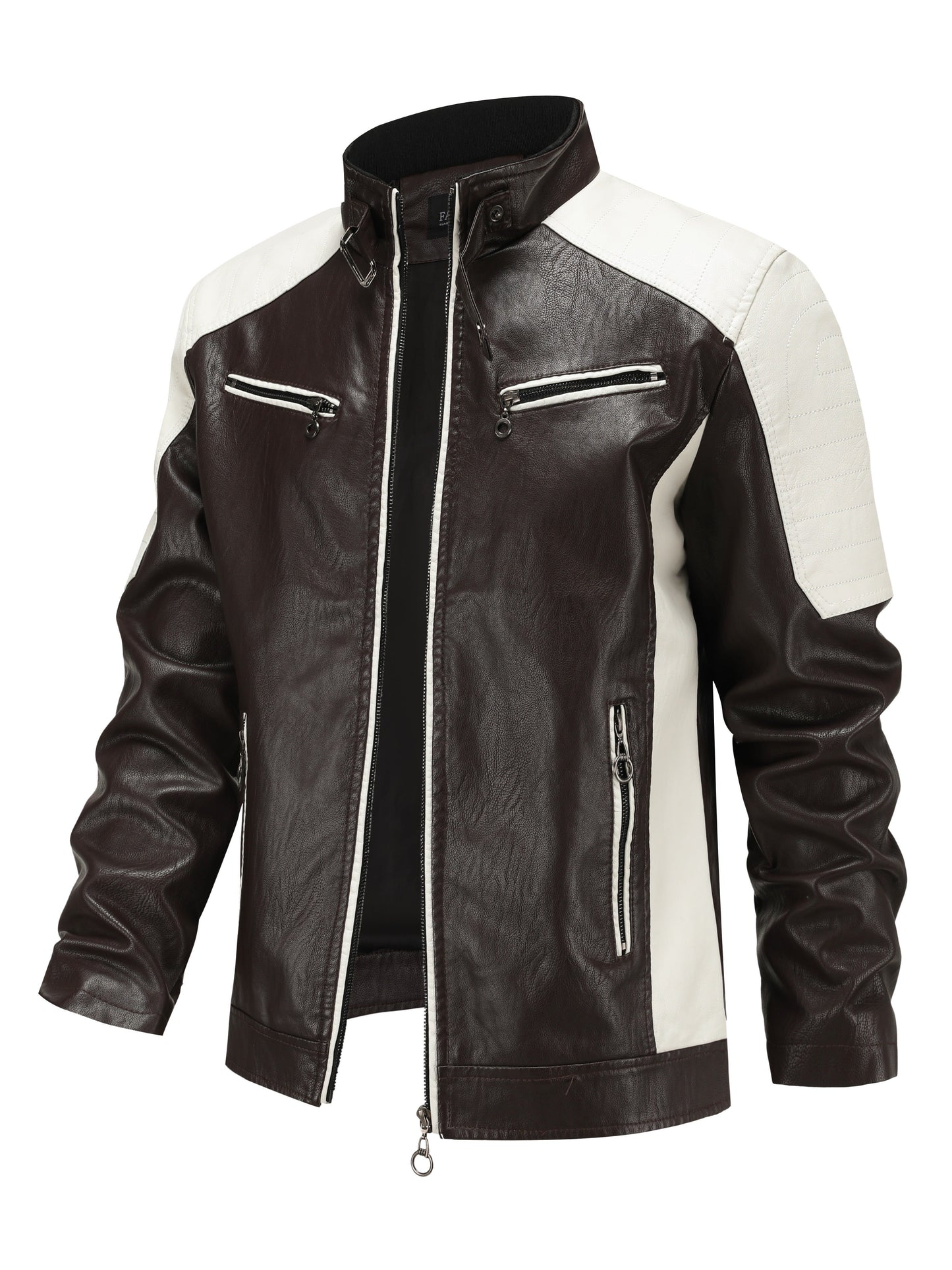 Herren Fashion Color Block Motorradjacke