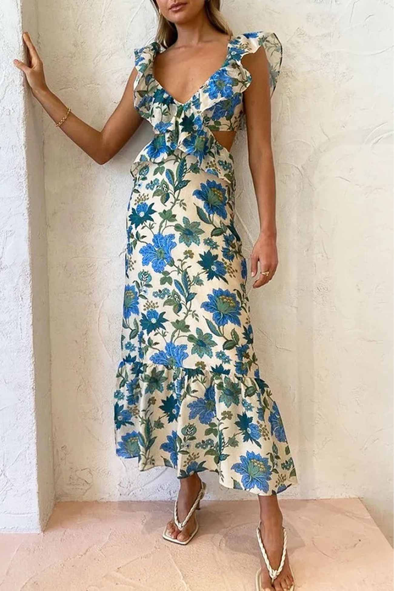 Nova | Rüschens Maxi-Kleid