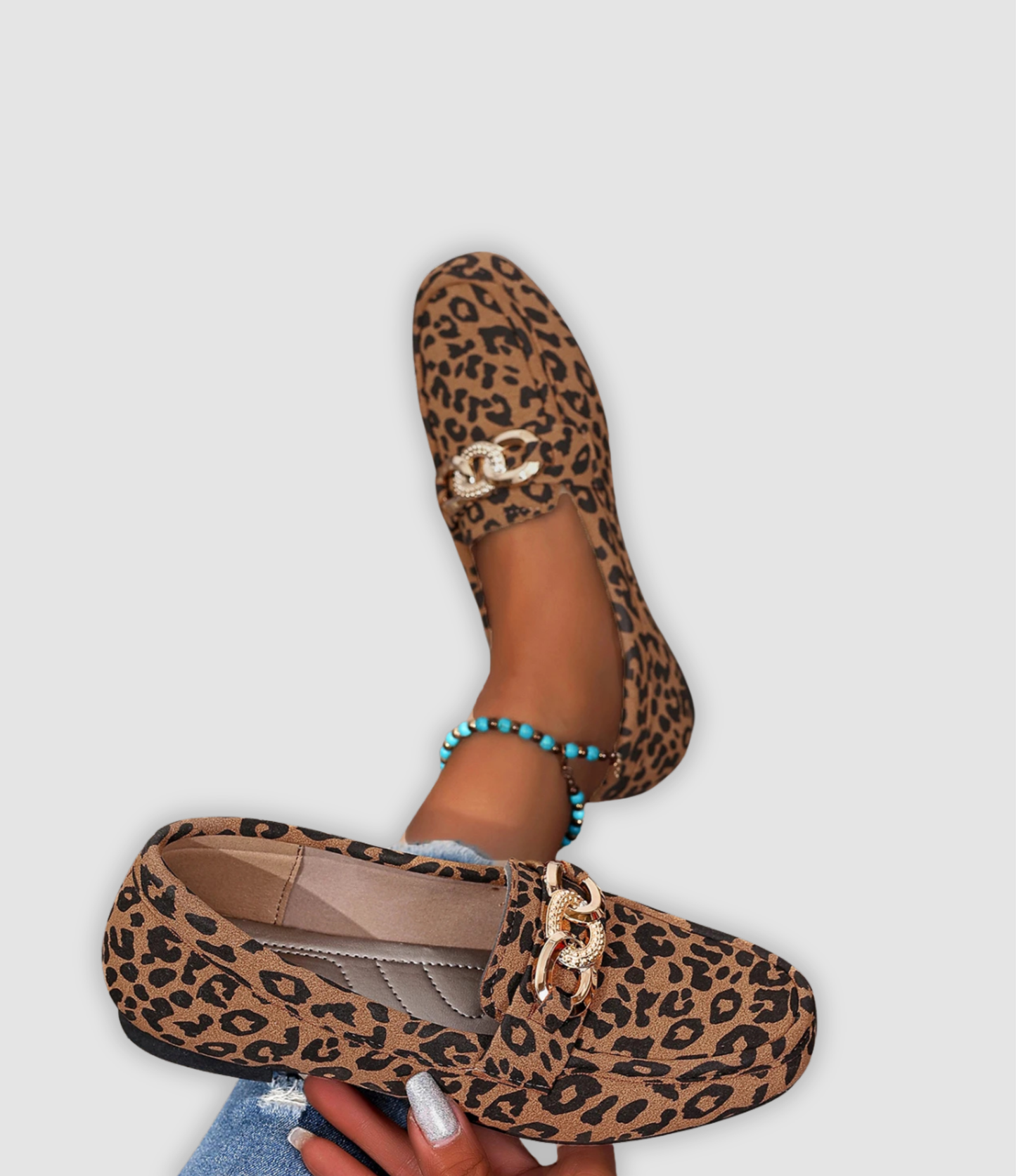 JADE I LEDER-MOKASSINS MIT LEOPARDENMUSTER