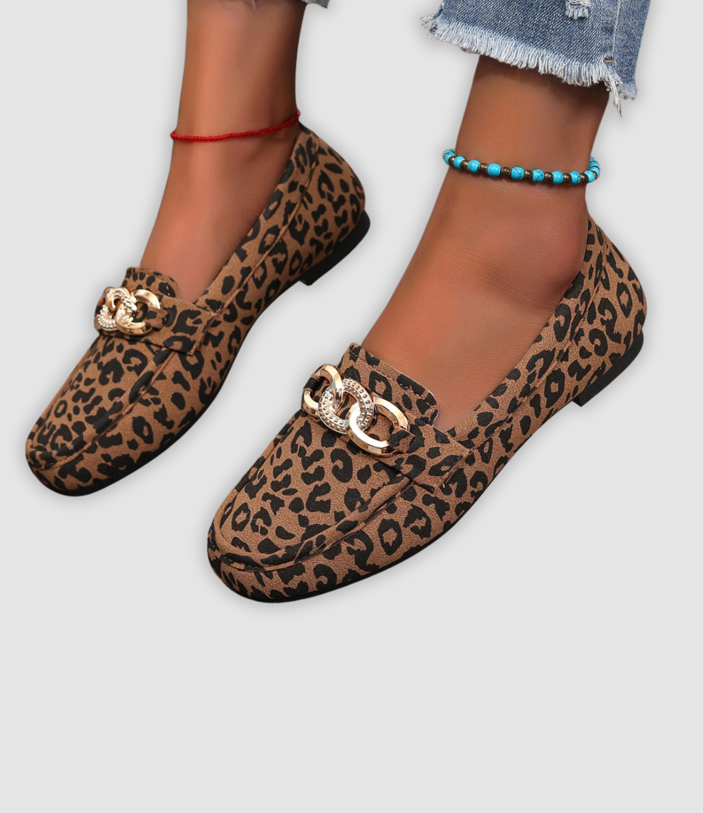 JADE I LEDER-MOKASSINS MIT LEOPARDENMUSTER