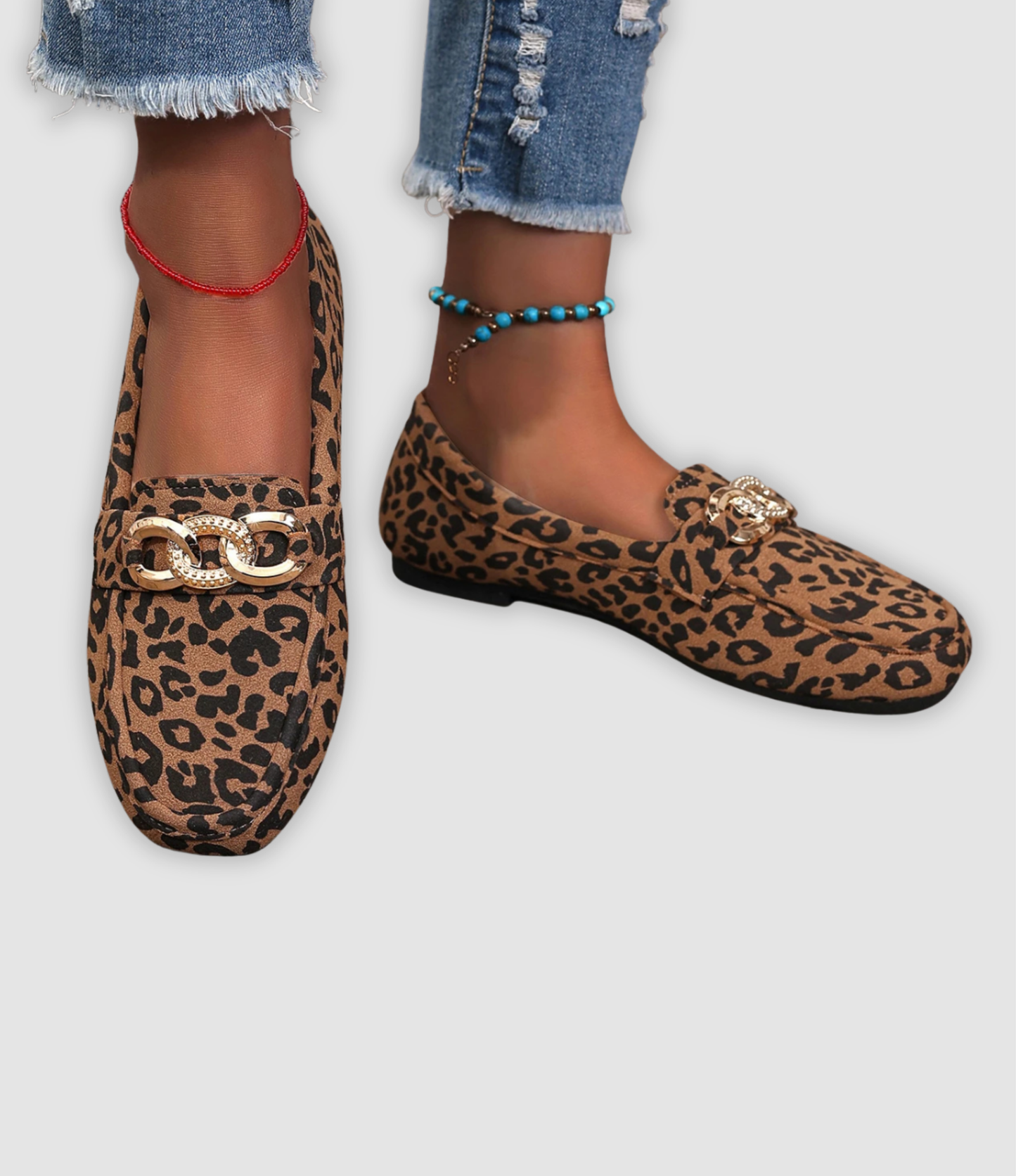 JADE I LEDER-MOKASSINS MIT LEOPARDENMUSTER