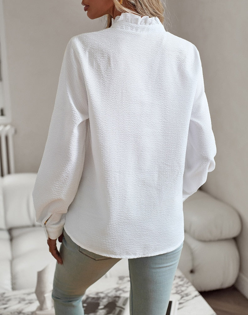AGNETE I ELEGANTE LANGARM-BLUSE