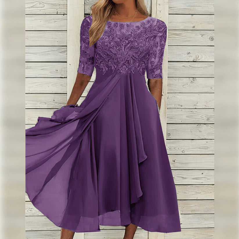 LEAH I ELEGANTES MIDI-KLEID MIT SPITZE