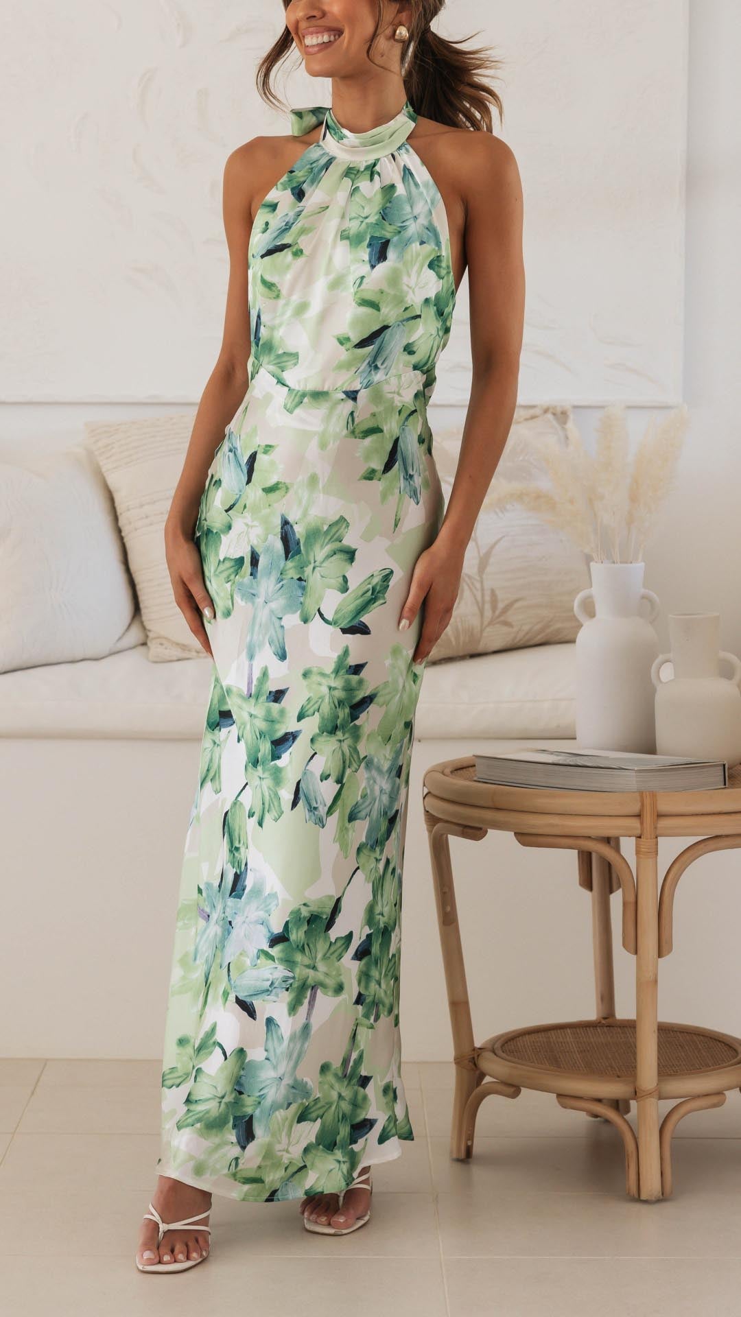 Shannon | Floral Halter Maxi Kleid