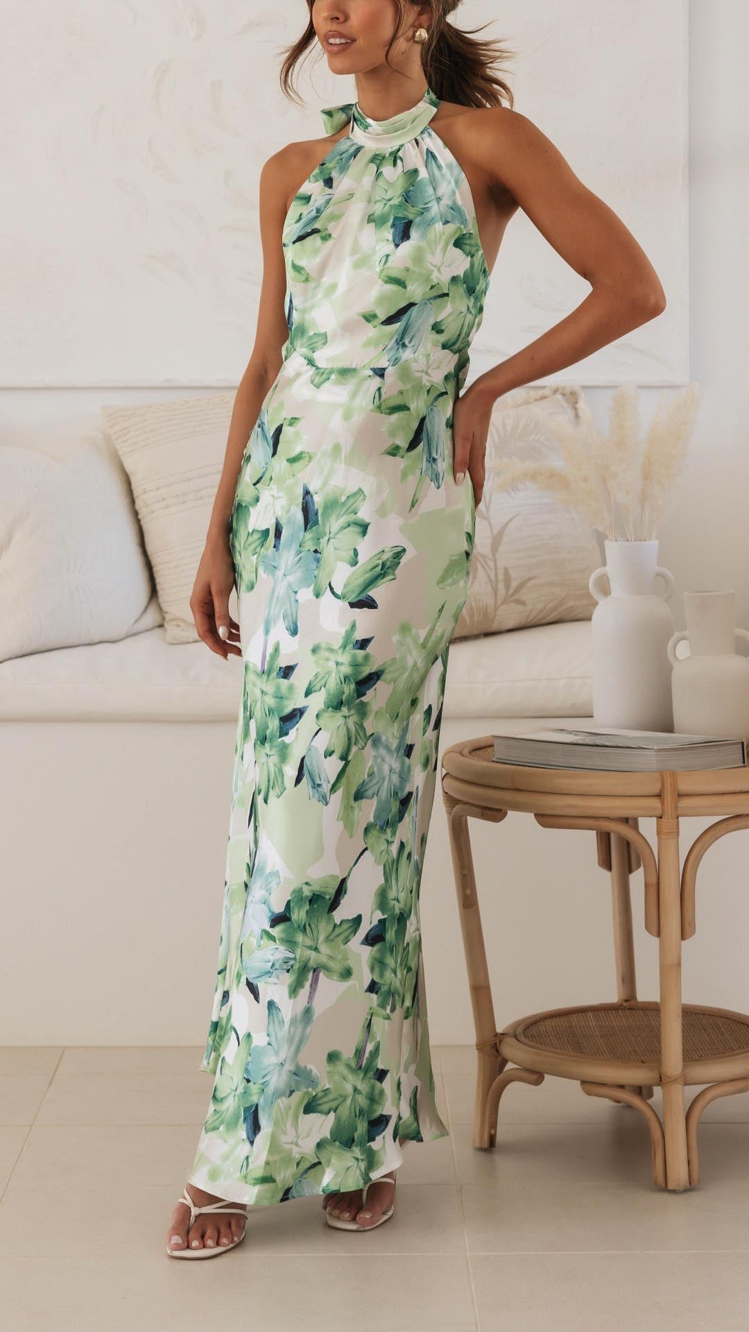 Shannon | Floral Halter Maxi Kleid