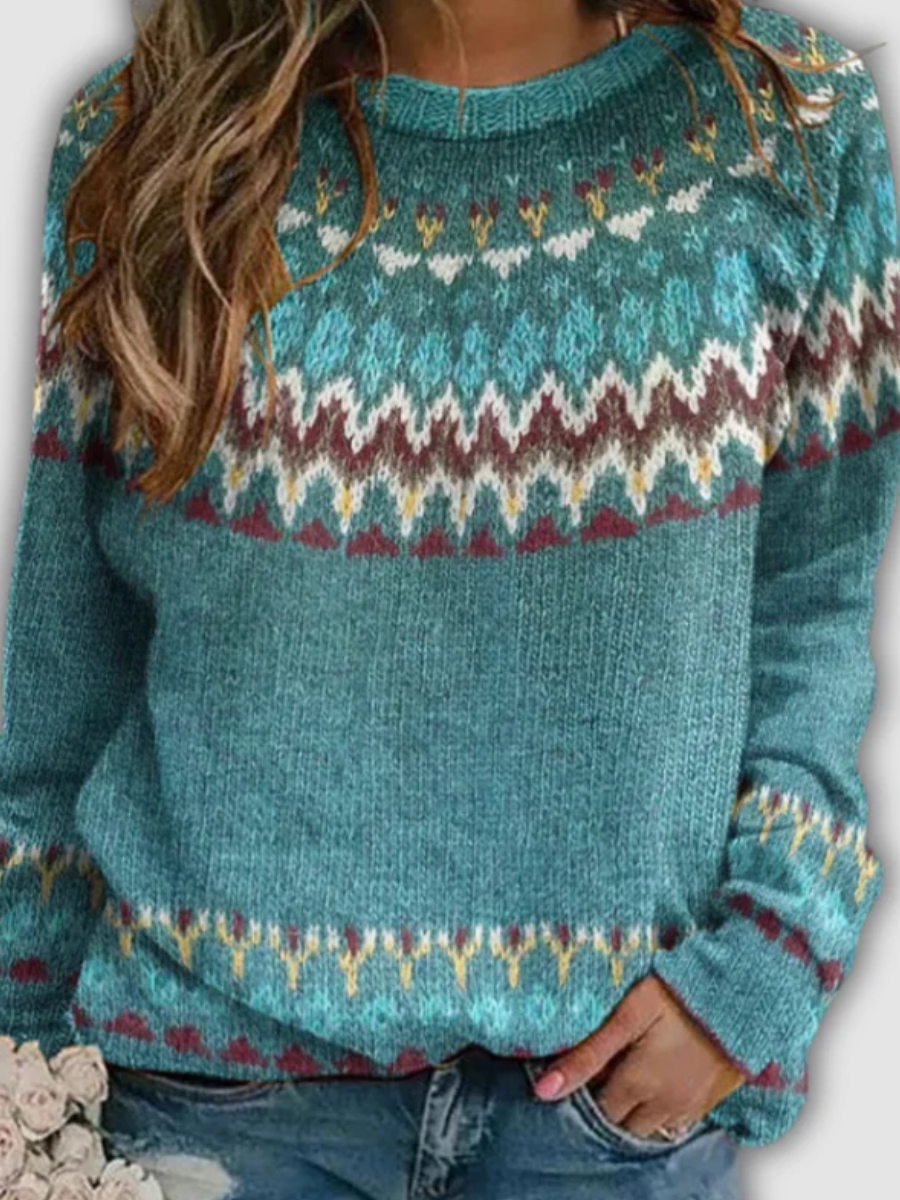 ALVARA I RETRO PULLOVER MIT WELLENMUSTER