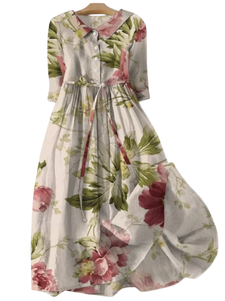 ISOLDE I VINTAGE BLUMENKLEIDMIT BINDEGÜRTEL
