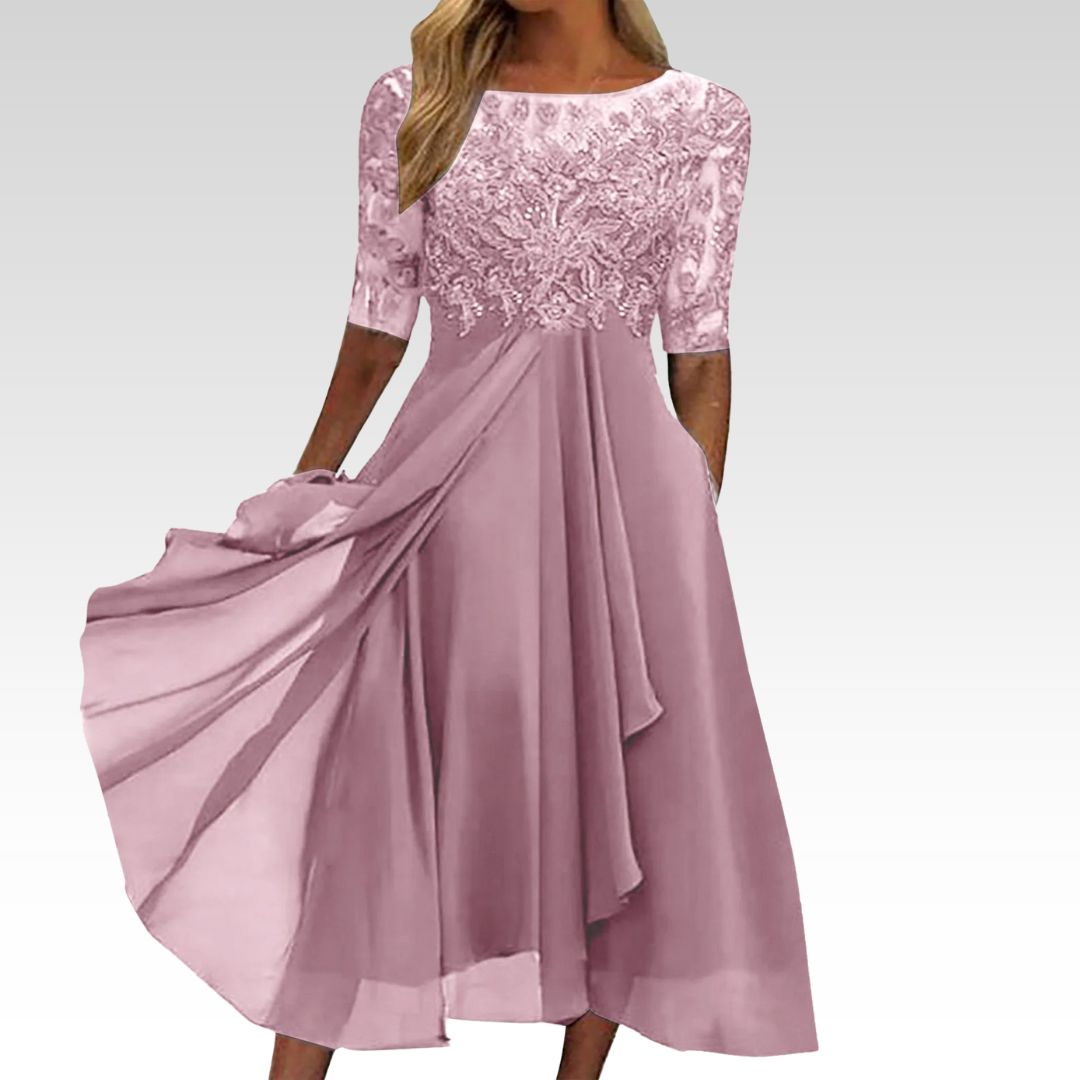 LEAH I ELEGANTES MIDI-KLEID MIT SPITZE