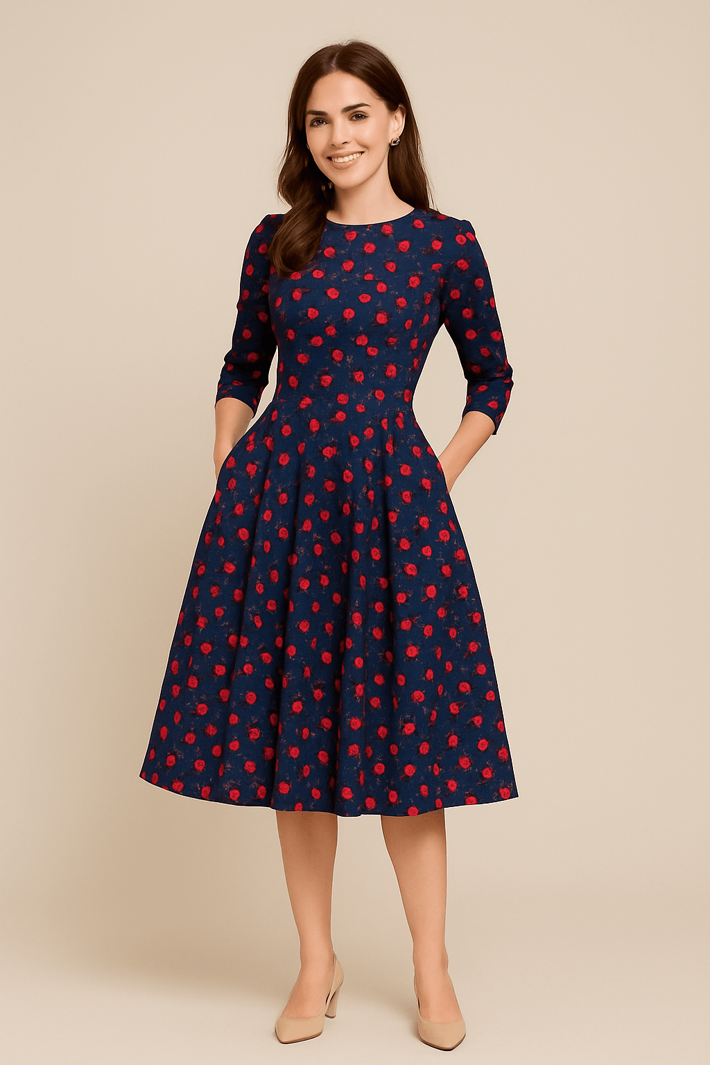 Malie Damen A-Linien Kleid - Blumenmuster Eleganter Stil