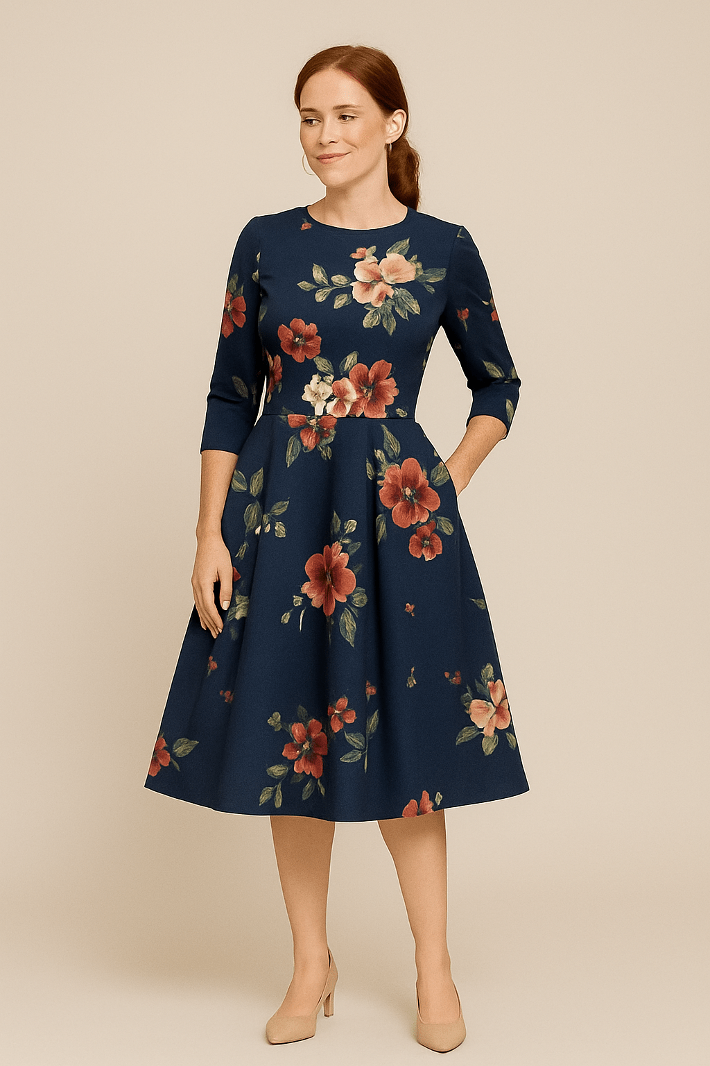 Malie Damen A-Linien Kleid - Blumenmuster Eleganter Stil