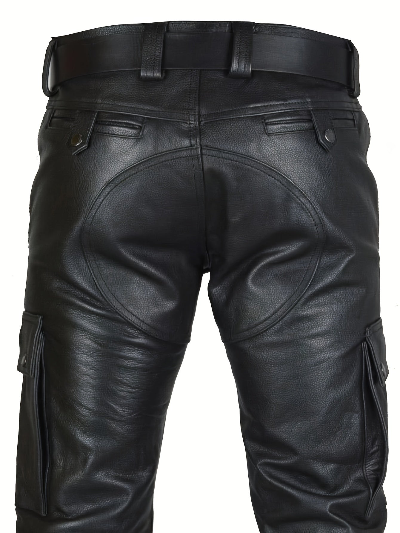 Herren Kunstleder Motorradhose