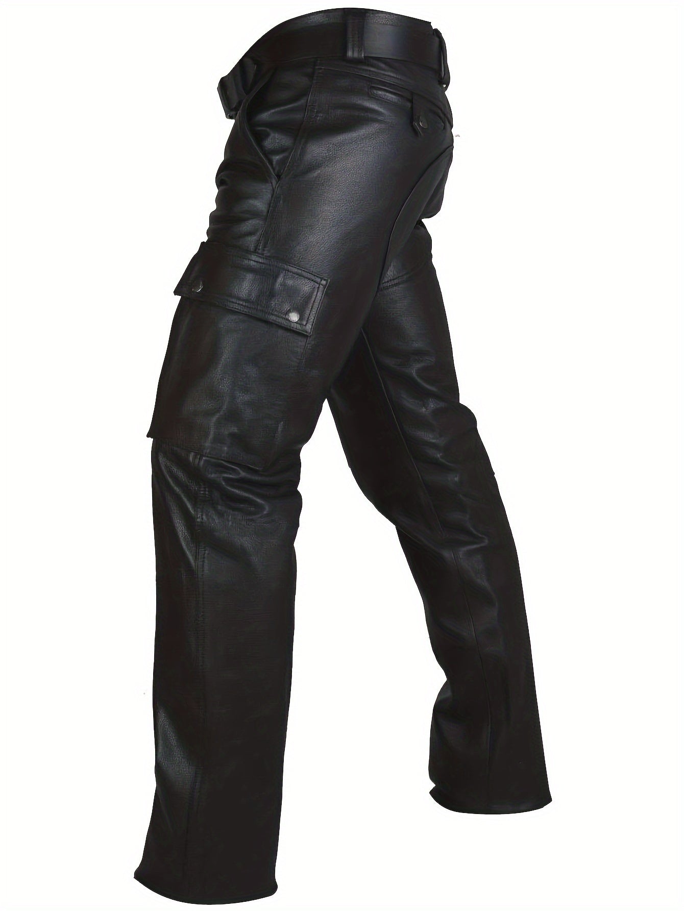 Herren Kunstleder Motorradhose