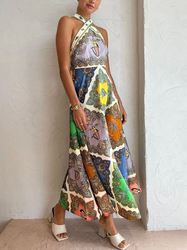 Portafino-Floral Maxi-Kleid