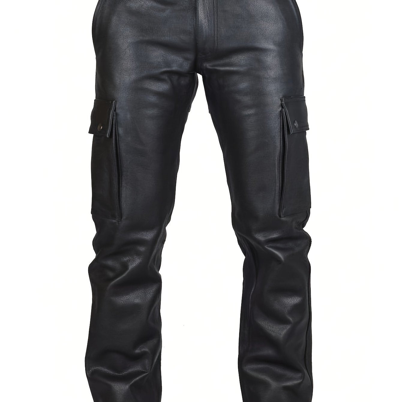 Herren Kunstleder Motorradhose