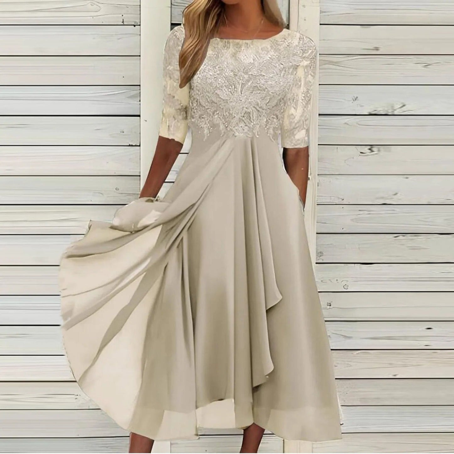 LEAH I ELEGANTES MIDI-KLEID MIT SPITZE
