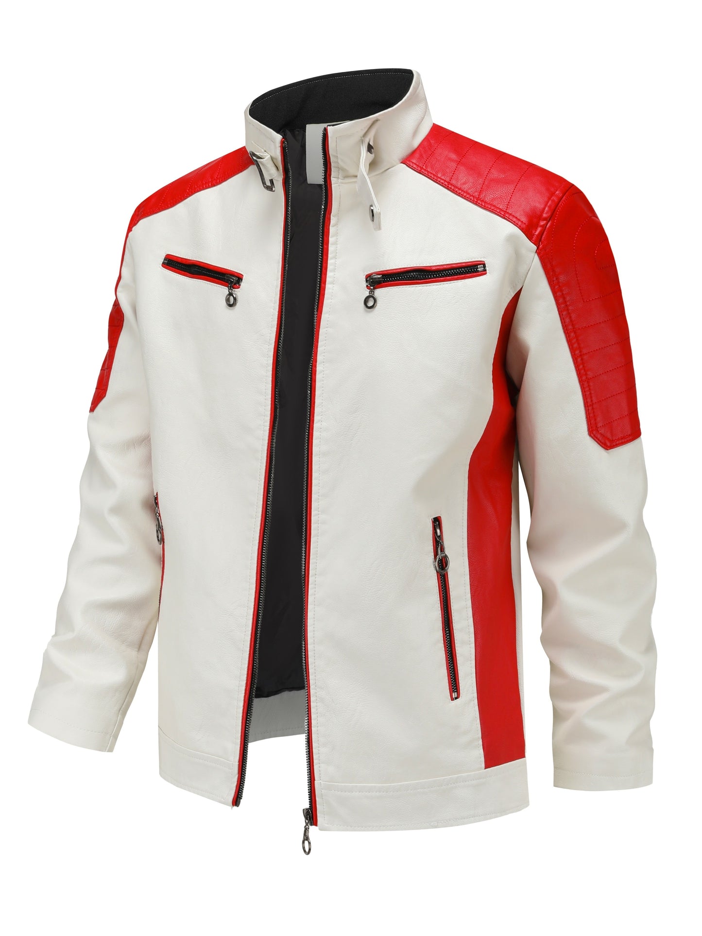 Herren Fashion Color Block Motorradjacke