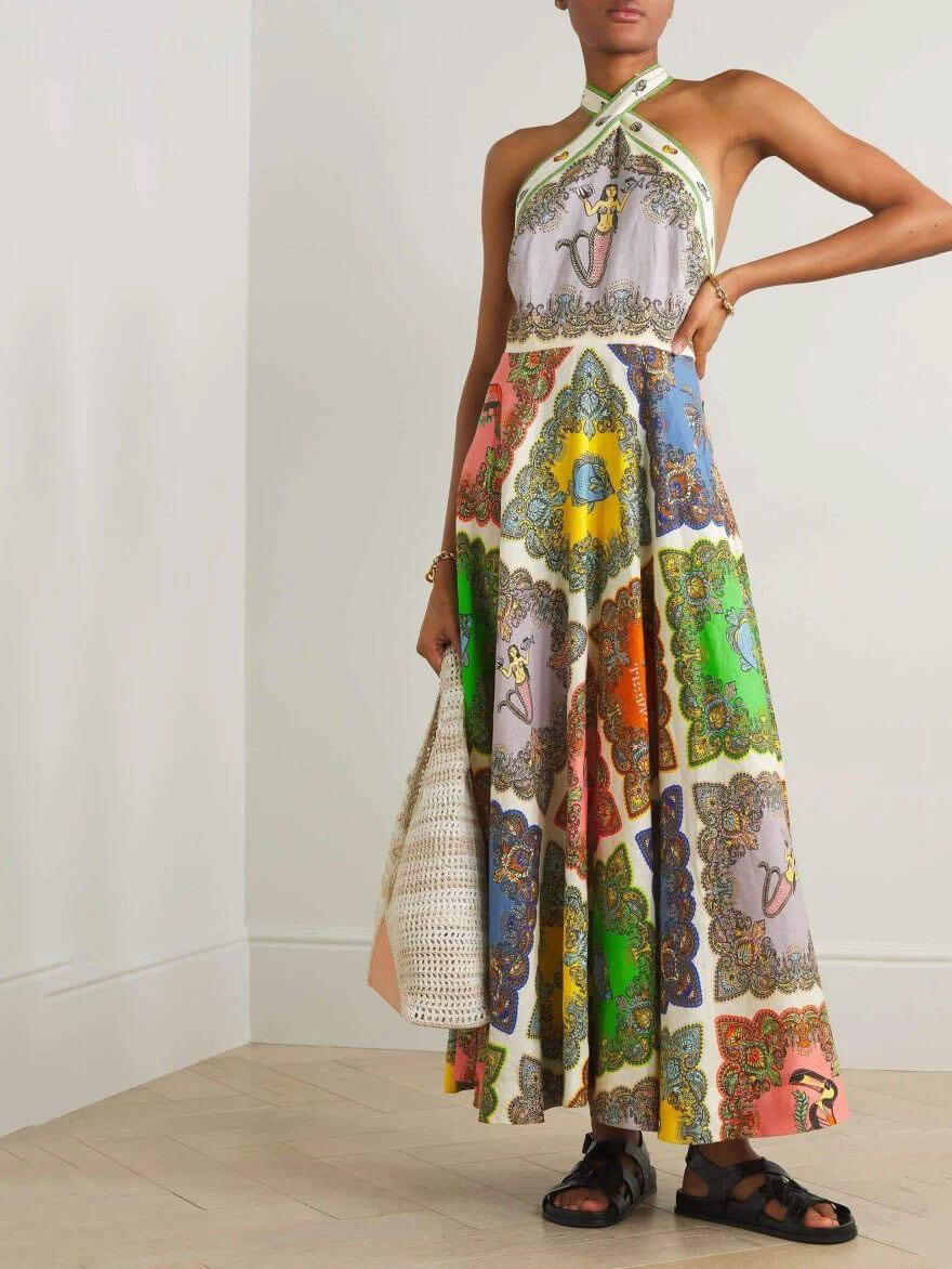 Portafino-Floral Maxi-Kleid