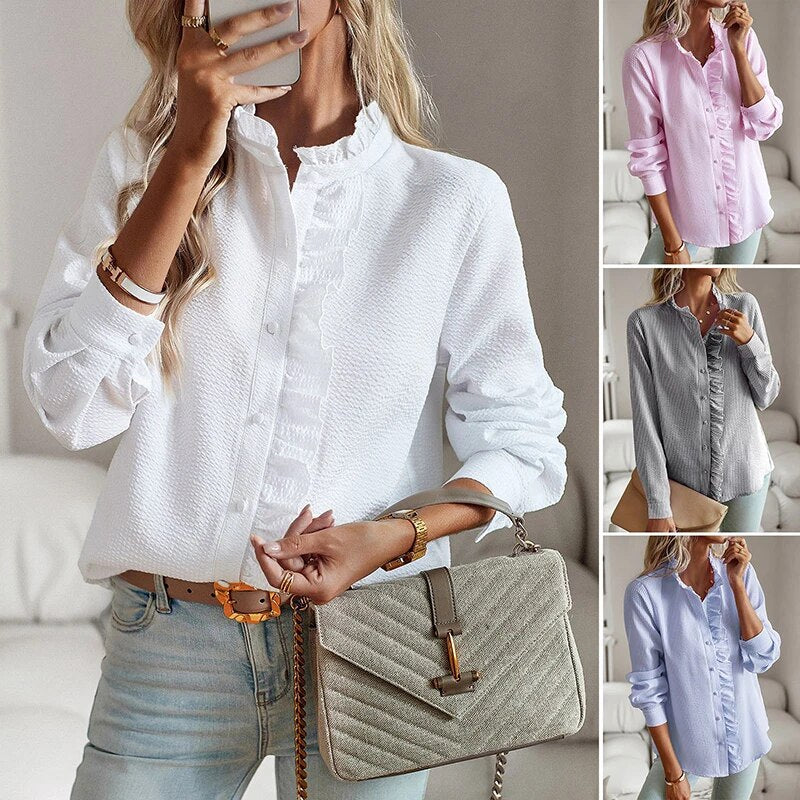 AGNETE I ELEGANTE LANGARM-BLUSE
