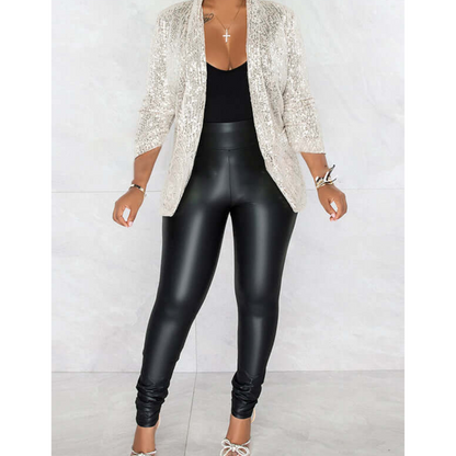 Damen Pailletten Blazer | Gerüscht