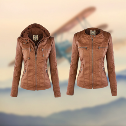 Sofia™ | Stilvolle Kunstlederjacke mit Reißverschluss