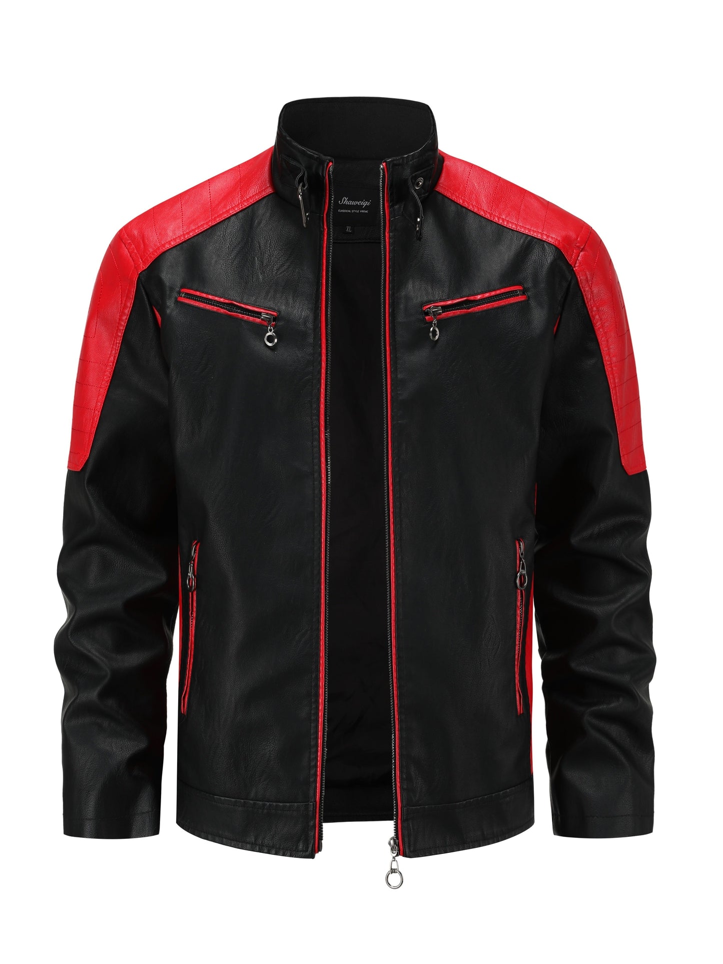 Herren Fashion Color Block Motorradjacke