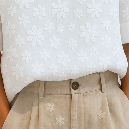 Irene™ | Elegante Leinen-Blumenbluse