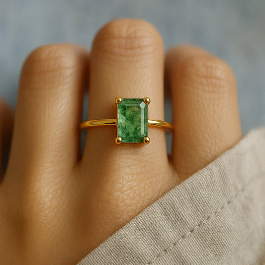 Rowen™ | Natürlicher Moosachat-Ring