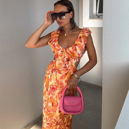 Nova | Rüschens Maxi-Kleid