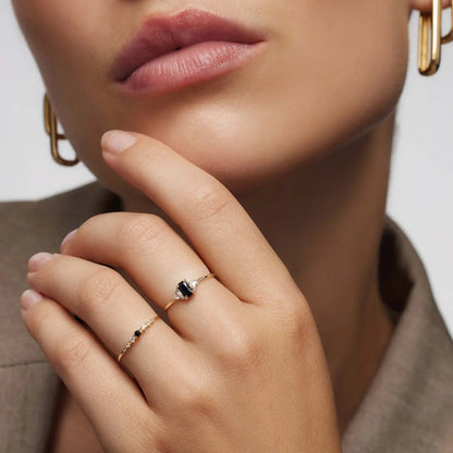 Schwarzer Spinell Baguette Ring