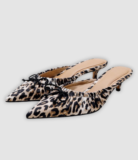 CLEO I TRENDIGE PANTOLETTEN MIT LEOPARDENMUSTER