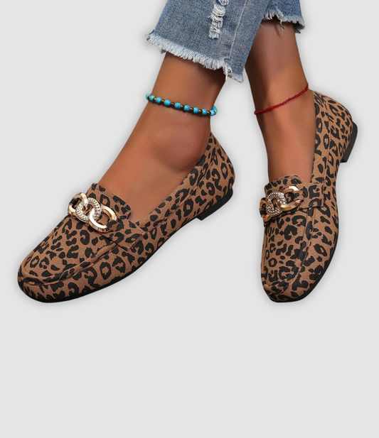 JADE I LEDER-MOKASSINS MIT LEOPARDENMUSTER