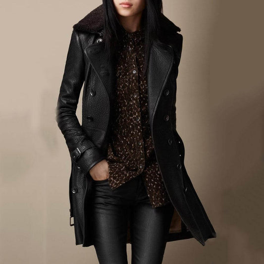 Tanja - Eleganter Leder-Trenchcoat