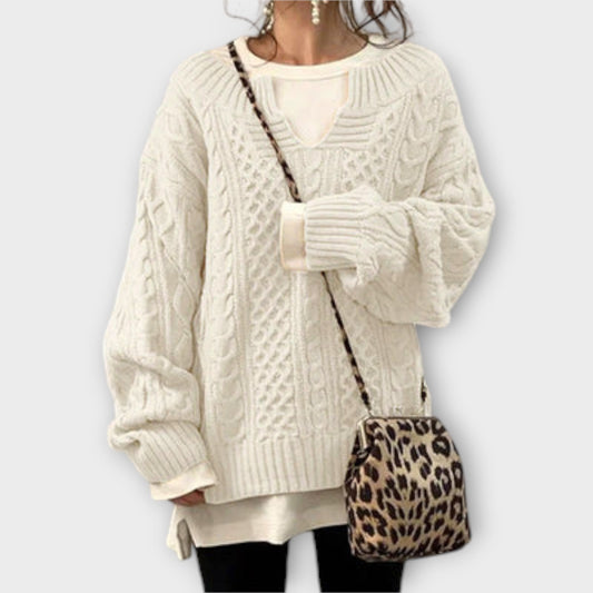 Oversized Strickpullover mit Kabelmuster