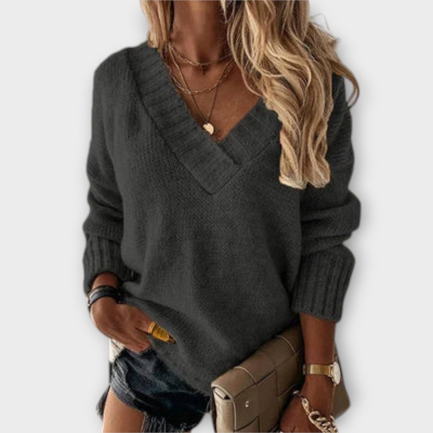 Jane - Gemütlicher V-Ausschnitt Pullover
