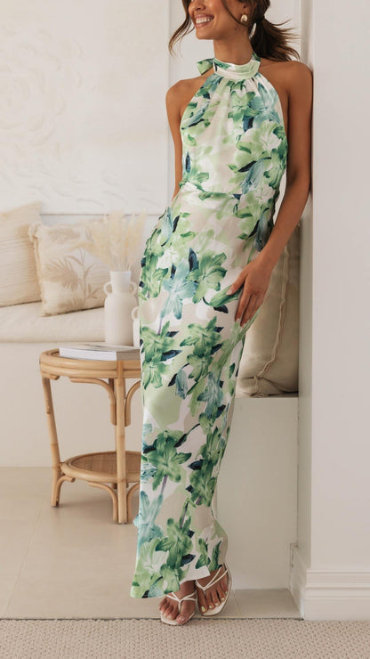 Shannon | Floral Halter Maxi Kleid
