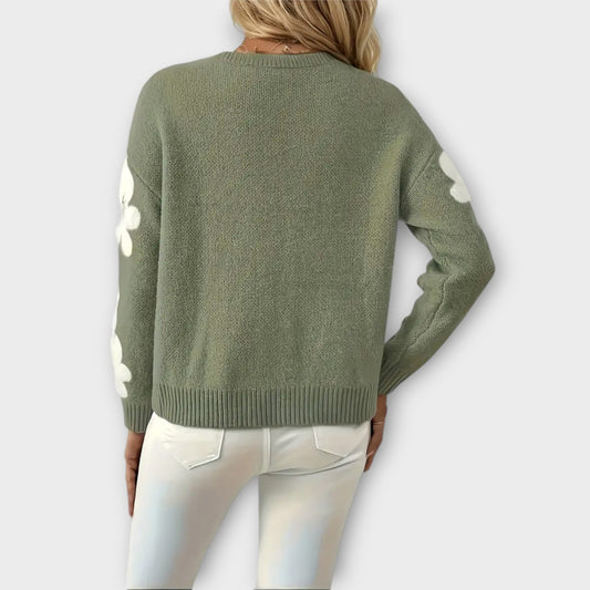 Silke - Weicher Strickpullover mit floralem Design